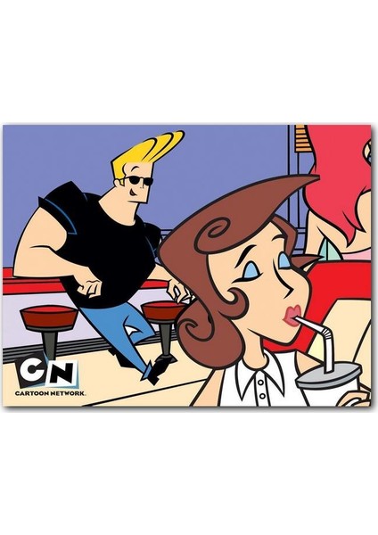 Cakatablo Ahşap Tablo Johnny Bravo ve Milkshake Girl