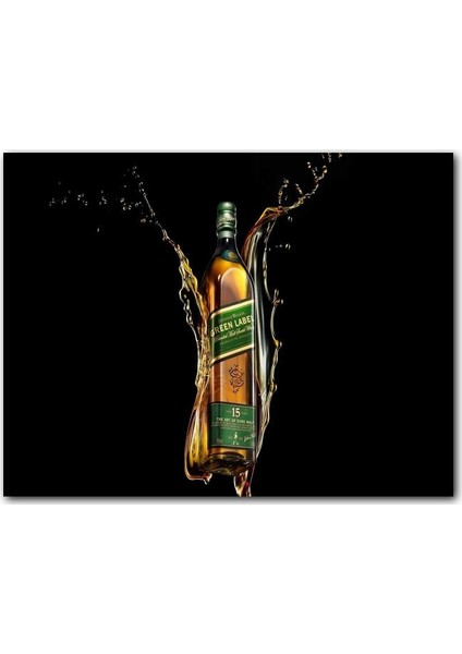 Cakatablo Ahşap Tablo Siyah Arkaplan Johnnie Walker Green Label