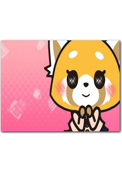 Cakatablo Ahşap Tablo Aggretsuko Pembe Arkaplan