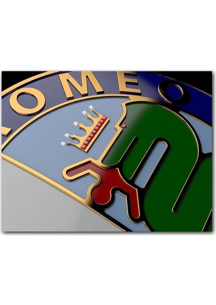 Cakatablo Ahşap Tablo Alfa Romeo Logo Yakın Plan Detay
