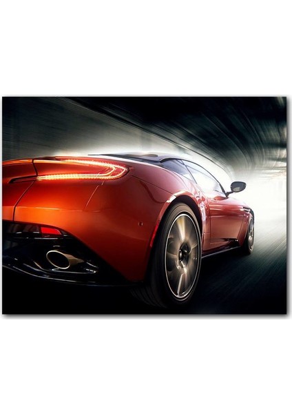 Cakatablo Ahşap Tablo Kırmızı Aston Martin ve Tünel Işıkları