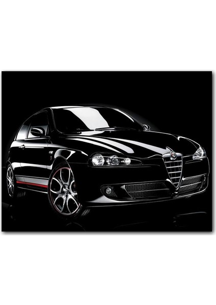 Cakatablo Ahşap Tablo Siyah Arkaplan Siyah Alfa Romeo