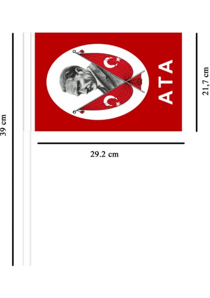 Türk Bayrağı Ata Kağıt Çubuklu 25'li