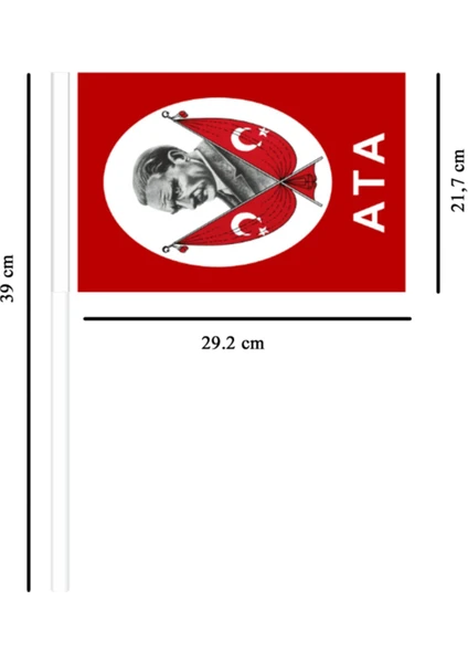 Türk Bayrağı Ata Kağıt Çubuklu 25'li