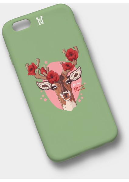Apple iPhone 7 Uyumlu Premium Silikon Kılıf Dokulu Baskı Deer Su yeşili