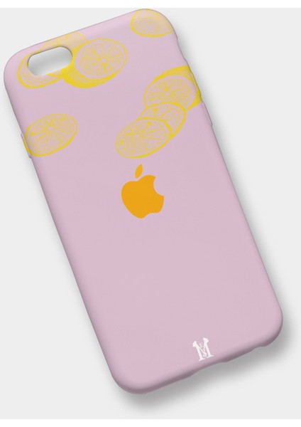 Apple iPhone 7 Uyumlu Premium Silikon Kılıf Dokulu Baskı Lemon Pembe