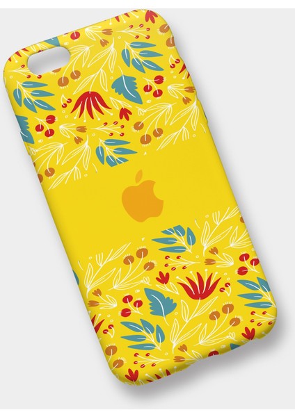 Apple iPhone 7 Uyumlu Premium Silikon Kılıf Dokulu Baskı Flower Sarı