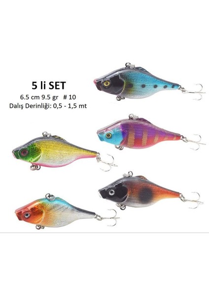 Profısher 5 Li Japon Set Sert Yapay Balık Yem 6,5 cm 9,5 gr