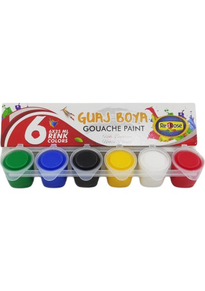 Birleşik Set Guaj Boya 25 Ml. 6 Renk