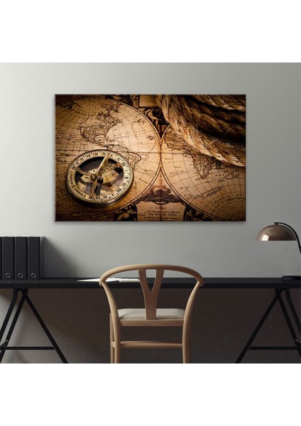 Vintage Compass And World Map Tablo fiyatları