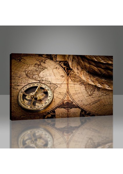 Vintage Compass And World Map Tablo modelleri