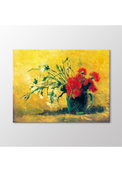 Vazoda Kırmızı ve Beyaz Karanfiller, 1886 Tablo