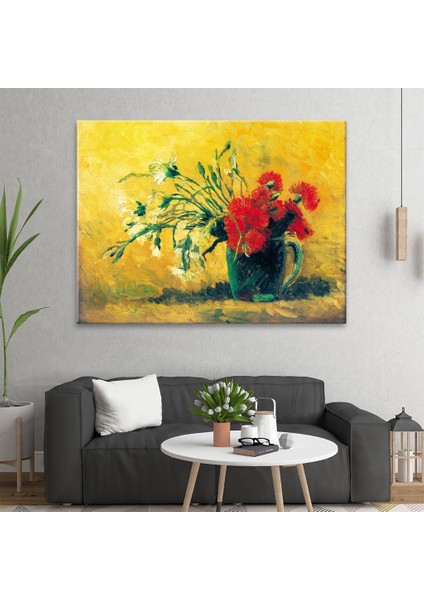 Vazoda Kırmızı ve Beyaz Karanfiller, 1886 Tablo fiyatları