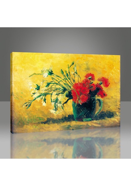 Vazoda Kırmızı ve Beyaz Karanfiller, 1886 Tablo modelleri