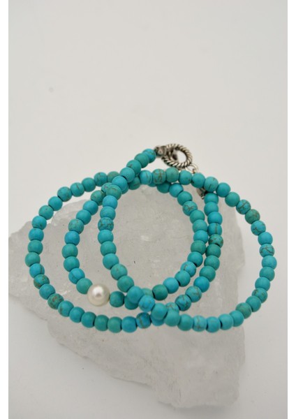 Inci ve Turkuaz T Kilit Kolyesi