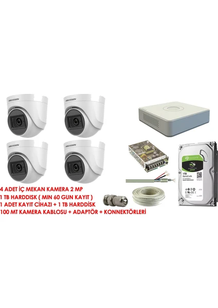 Hikvision 4'lü Set 2 Mp Hd Kamera Sistemi