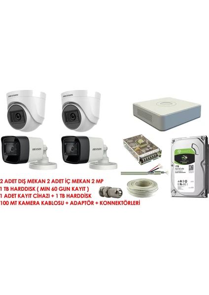 Hikvision 4'lü Set 2 Mp Hd Kamera Sistemi