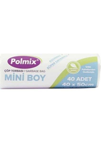 ÇÖP TORBASI POLMİX MİNİ 70 GRAM 40X50 ÇİFT KAT ŞEFFAF 5 PAKET