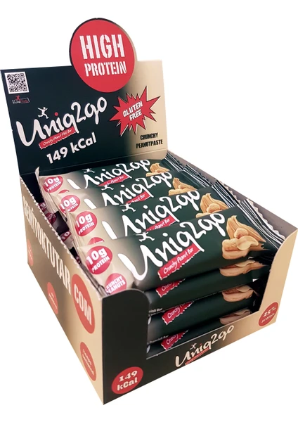 UNIQ2GO  Midi - Fıstık Ezmeli Proteinli Bar 40 gr 16'lı Kutu