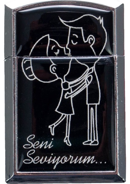 Sevgi Temalı Gazlı Metal Çakmak