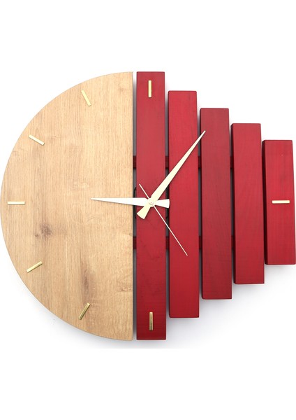 Wooden Sections Ahşap Modern El Yapımı Duvar Saati 5027_PURPUROT