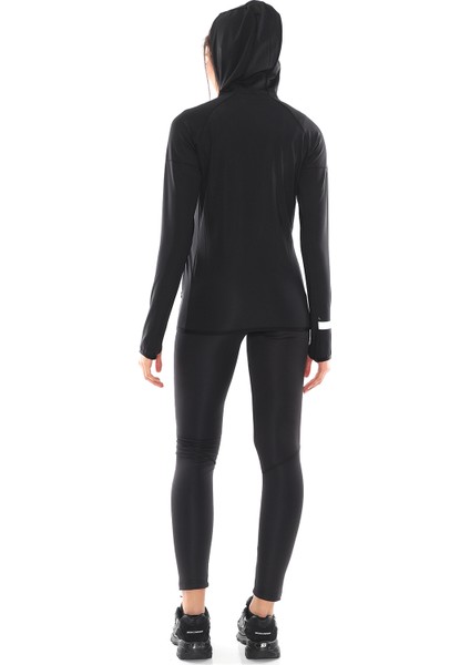 Kadın Siyah Içi Pamuklu Fermuarlı Kapüşonlu Spor Sweatshirt modelleri