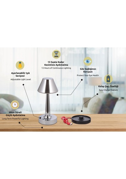 ML-64006-K Krom Kaplama Masa Lambası LED Metal Pleksi 11cm