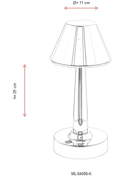 ML-64006-K Krom Kaplama Masa Lambası LED Metal Pleksi 11cm