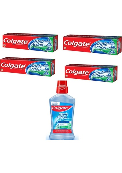3'lü Etki Nane Ferahlığı 4x50 ml +Colgate 500 ml + Etki Ağız Bakım Suyu