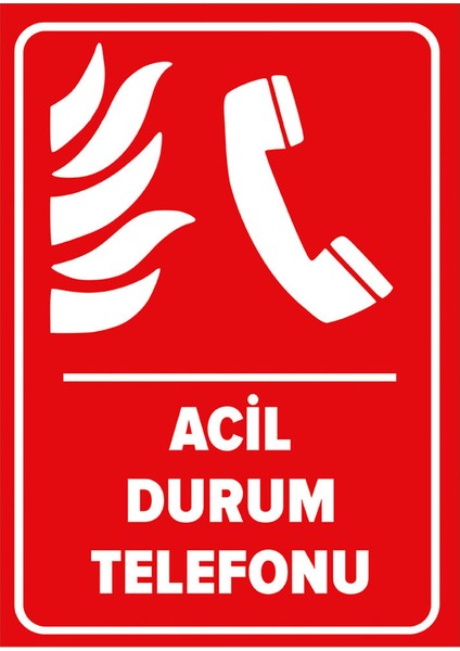 - Acil Durum Telefon Levhası - Sac Malzeme 25 x 35 cm