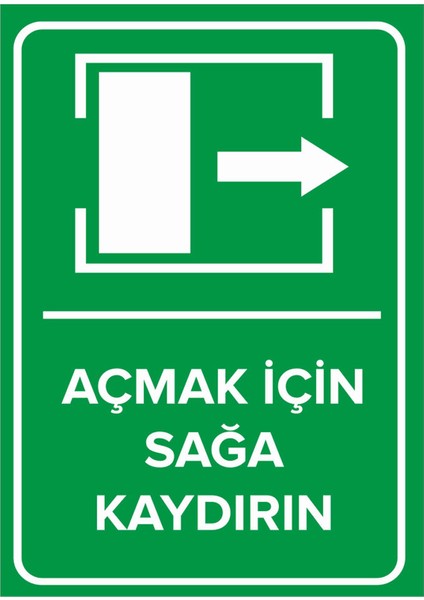 - Açmak İçin Sağa Kaydırın Levhası - Sac Malzeme 25 x 35 cm