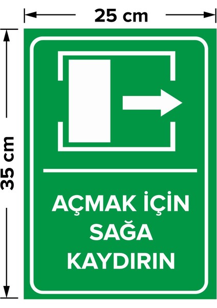 - Açmak İçin Sağa Kaydırın Levhası - Sac Malzeme 25 x 35 cm