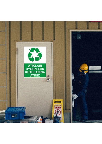 - Atıkıarı Uygun Atık Kutularına Atınız Levhası - Sac Malzeme 25 x 35 cm modelleri