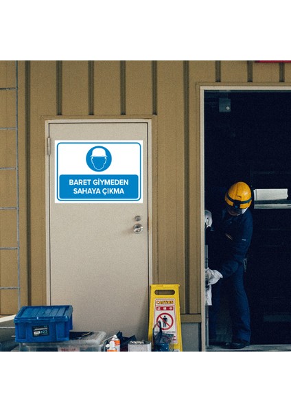 - Baret Giymeden Sahaya Çıkma Levhası - Sac Malzeme 25 x 35 cm modelleri