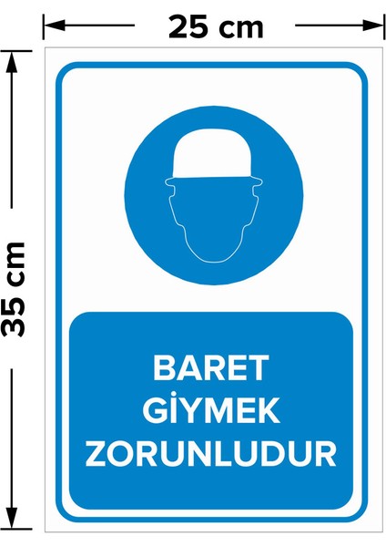 - Baret Giymek Zorunludur Levhası - Sac Malzeme 25 x 35 cm fiyatları