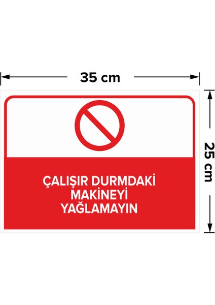 - Çalışır Durumdaki Makineyi Yağlamayın Levhası - Sac Malzeme 25 x 35 cm fiyatları