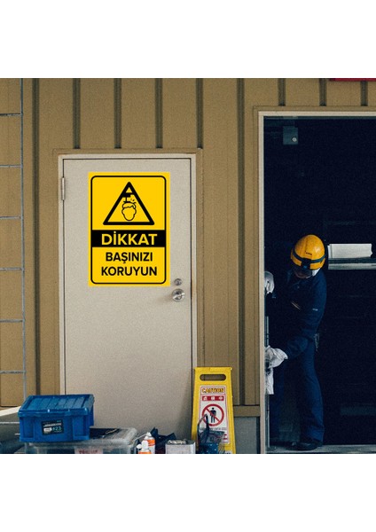 - Dikkat Başınızı Koruyun Levhası - Sac Malzeme 25 x 35 cm modelleri