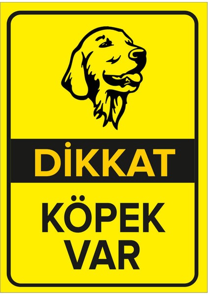 - Dikkat Köpek Var Levhası Golden Retriever - Sac Malzeme 25 x 35 cm