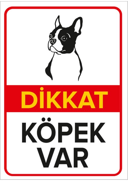 - Dikkat Köpek Var Levhası Minik Dikkatli Terrier - Sac Malzeme 25 x 35 cm