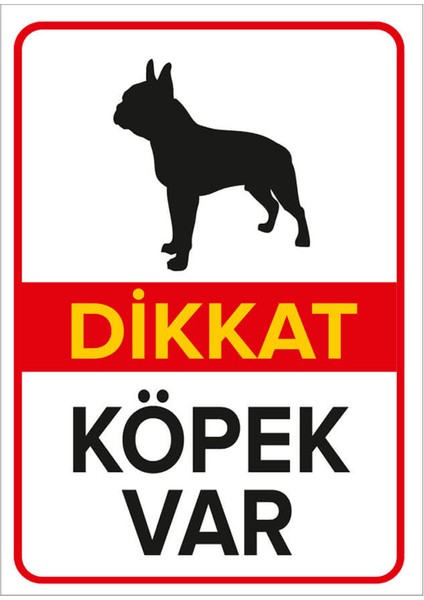 - Dikkat Köpek Var Levhası Siyah Boston Terrier - Sac Malzeme 25 x 35 cm