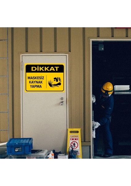 - Dikkat Maskesiz Kaynak Yapma Levhası - Sac Malzeme 25 x 35 cm modelleri