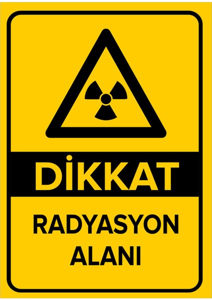 - Dikkat Radyasyon Alanı Levhası - Sac Malzeme 25 x 35 cm