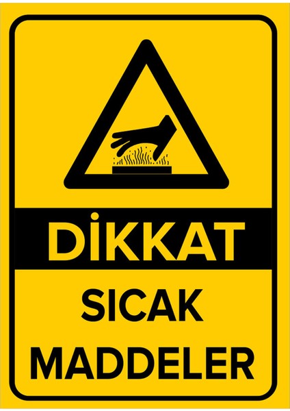 - Dikkat Sıcak Maddeler Levhası - Sac Malzeme 25 x 35 cm