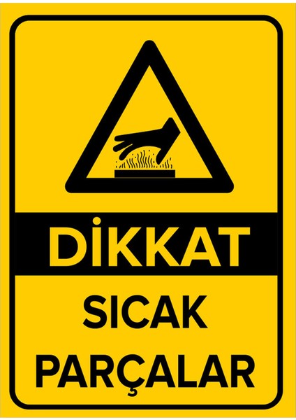 - Dikkat Sıcak Parçalar Levhası - Sac Malzeme 25 x 35 cm