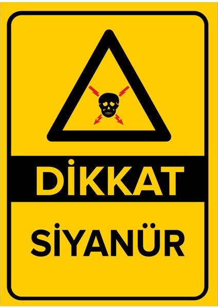 - Dikkat Siyanür Levhası - Sac Malzeme 25 x 35 cm