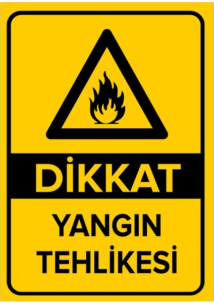 - Dikkat Yangın Tehlikesi Levhası - Sac Malzeme 25 x 35 cm