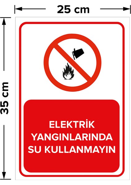 - Elektrik Yangınlarında Su Kullanmayın Levhası - Sac Malzeme 25 x 35 cm fiyatları
