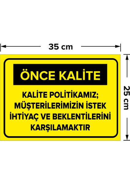 - Kalite Politikamız Müşterilerimizin İstek İ. ve Karşılamaktır Levhası - Sac Malzeme 25 x 35 cm fiyatları