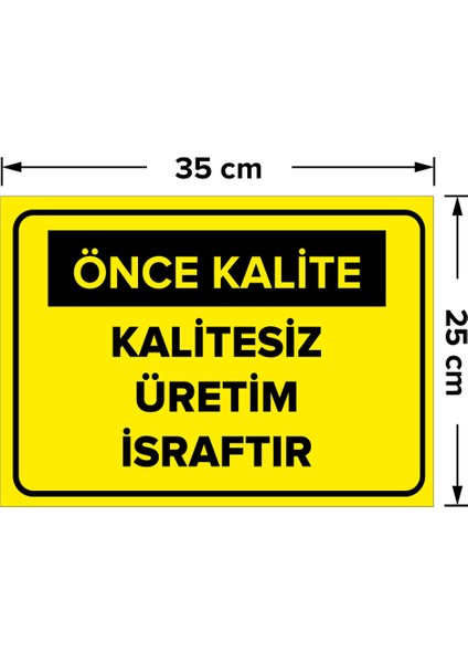 - Kalitesiz Üretim İsraftır Levhası - Sac Malzeme 25 x 35 cm fiyatları