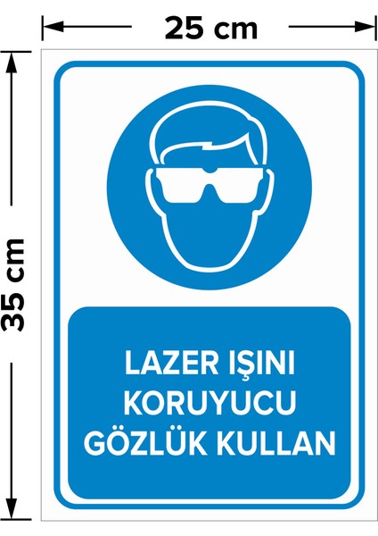 - Lazer Işını Koruyucu Gözlük Kullan Levhası - Sac Malzeme 25 x 35 cm fiyatları